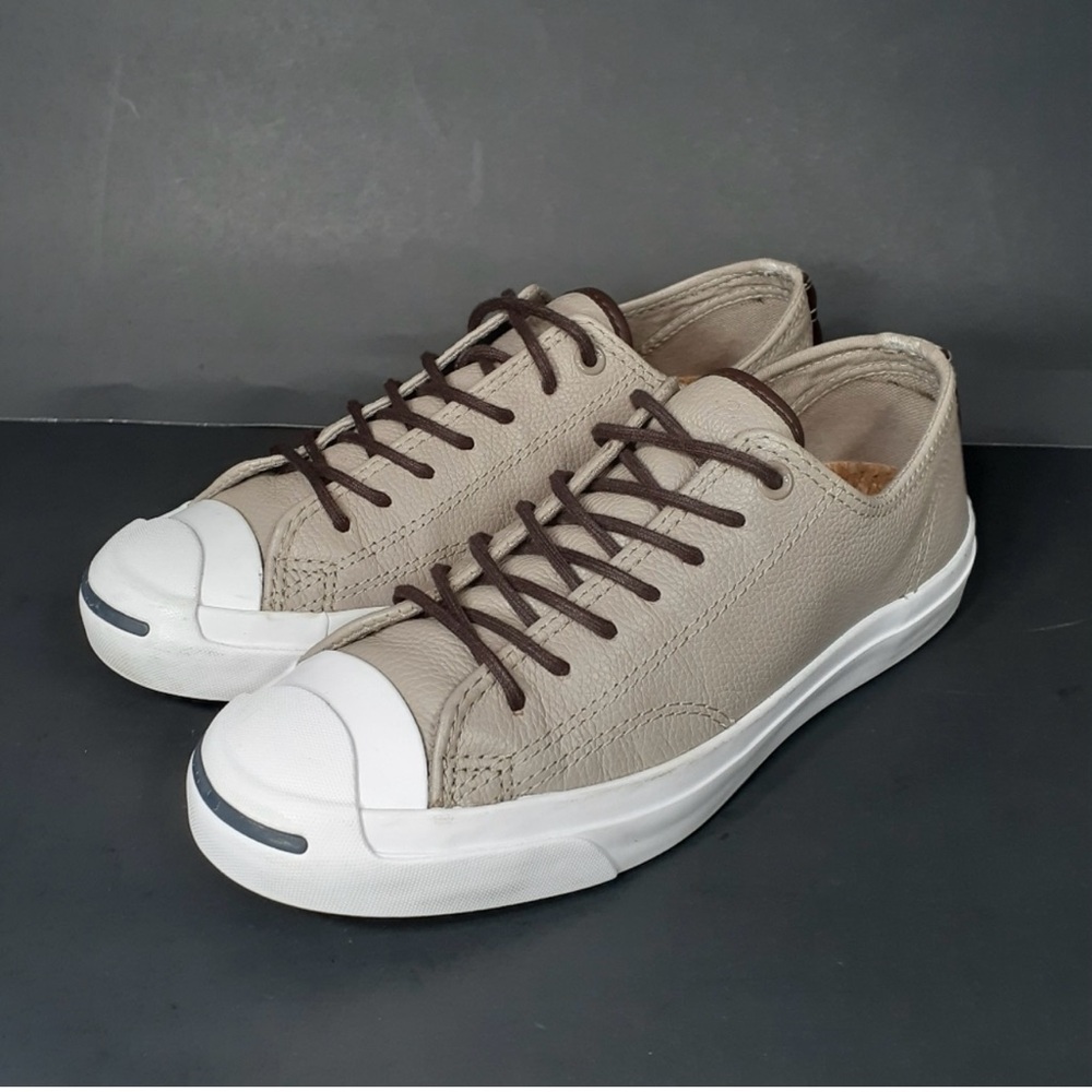 Converse Gray/Tan Leather Sneakers